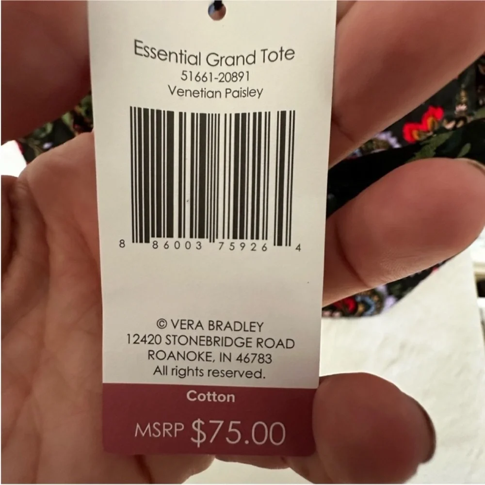 Vera Bradley Quilted Floral Tote in Red, Black, Purple and Green - Picture 6 of 6